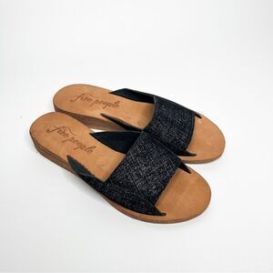 🍋 Free People • Women’s Day Bird Mini-Wedge Slide Sandals inShimmery Black 36EU